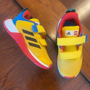 Adidas x LEGO Toddler Sneakers - Size 8.5 Yellow Velcro Athletic Shoes NWOT